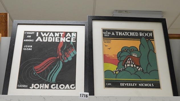 Two original book illustrations by P R Picky, comprising 'I want an audience' by John Gloag and 'A thatched roof' by Beverely Nichols, each 30 x 24cm